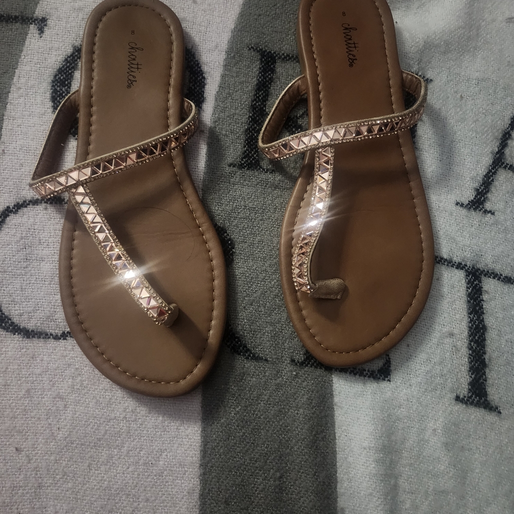 Stylish Brown Sandals with Gold Accents